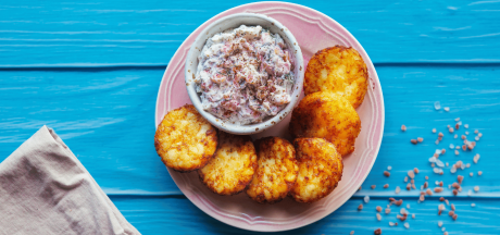 Placuszki Rösti Rondjes ze śmietankową pastą z łososia i koperku