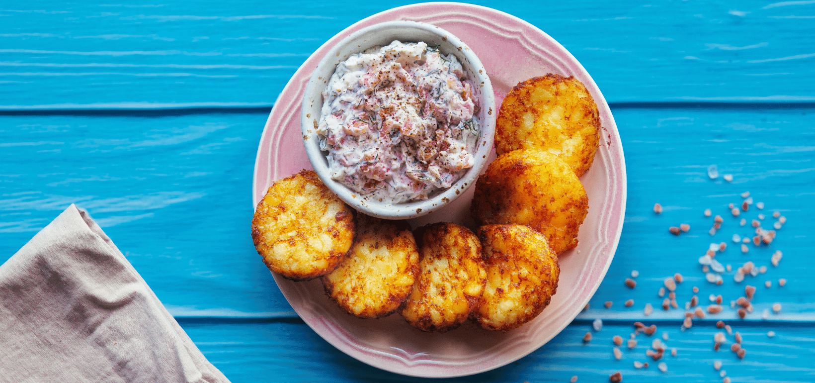 Placuszki Rösti Rondjes ze śmietankową pastą z łososia i koperku