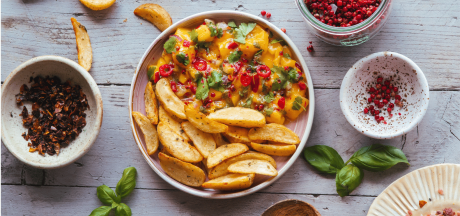 Aromatyczne cząstki Pati Parts Garlic z słodko-ostrą salsą mango